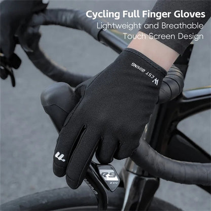WEST BIKING YP0211260 1 Pair Outdoor Cycling Gloves Anti-Skid Breathable Touch Screen Full Finger Gloves