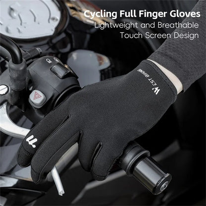 WEST BIKING YP0211260 1 Pair Outdoor Cycling Gloves Anti-Skid Breathable Touch Screen Full Finger Gloves