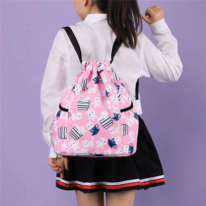 HALIN Children Cartoon Backpack Outdoor Camping School Drawstring Shoulder Bag