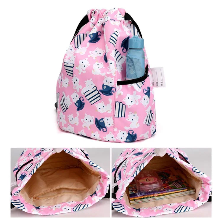 HALIN Children Cartoon Backpack Outdoor Camping School Drawstring Shoulder Bag