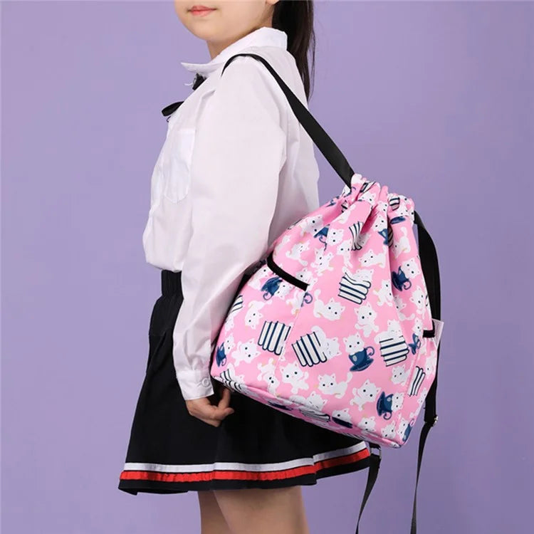 HALIN Children Cartoon Backpack Outdoor Camping School Drawstring Shoulder Bag