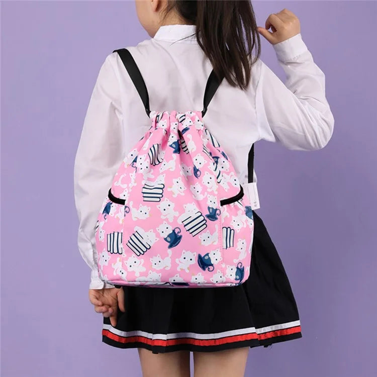 HALIN Children Cartoon Backpack Outdoor Camping School Drawstring Shoulder Bag