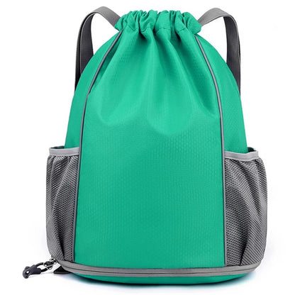 HALIN Men Women Outdoor Drawstring Backpack Waterproof Nylon Shoulder Bag with Reflective Strips