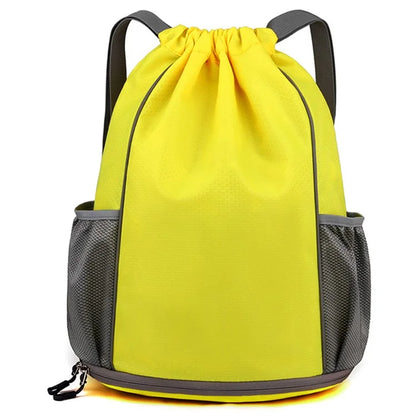 HALIN Men Women Outdoor Drawstring Backpack Waterproof Nylon Shoulder Bag with Reflective Strips
