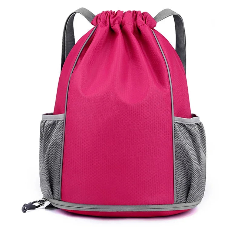 HALIN Men Women Outdoor Drawstring Backpack Waterproof Nylon Shoulder Bag with Reflective Strips