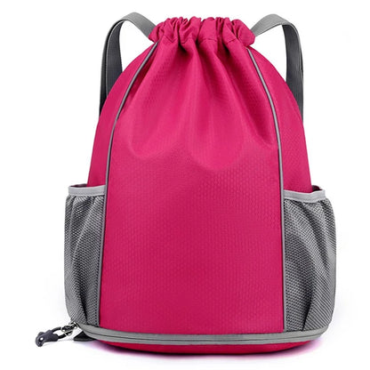 HALIN Men Women Outdoor Drawstring Backpack Waterproof Nylon Shoulder Bag with Reflective Strips
