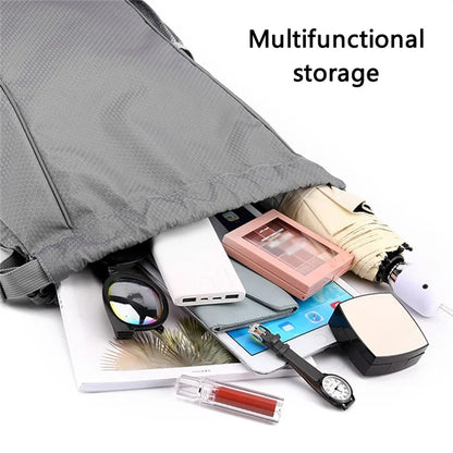 HALIN Men Women Outdoor Drawstring Backpack Waterproof Nylon Shoulder Bag with Reflective Strips