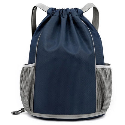 HALIN Men Women Outdoor Drawstring Backpack Waterproof Nylon Shoulder Bag with Reflective Strips