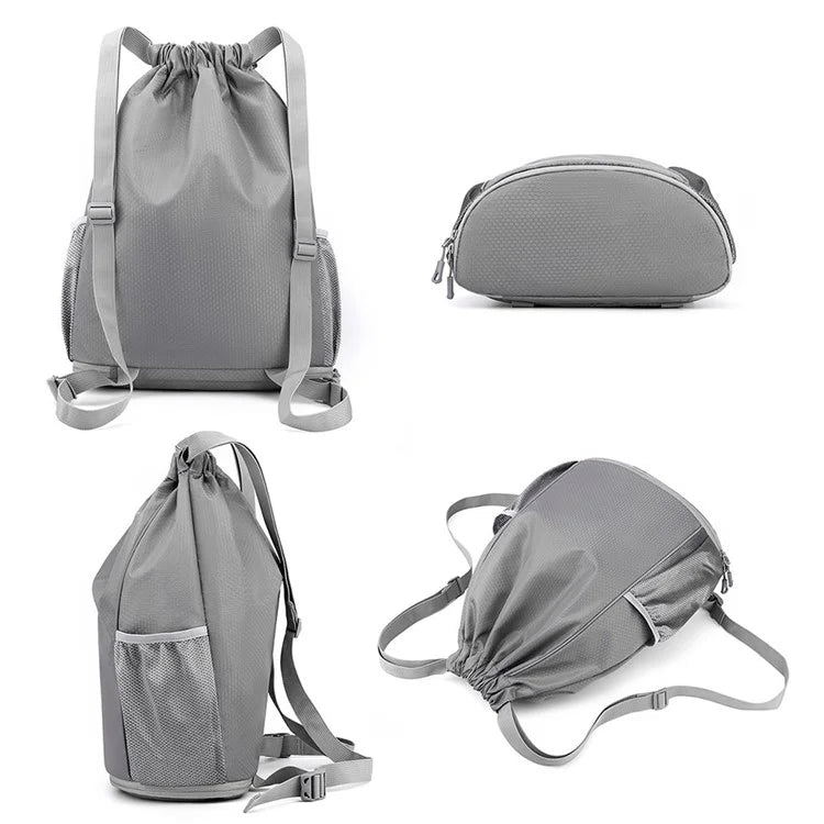 HALIN Men Women Outdoor Drawstring Backpack Waterproof Nylon Shoulder Bag with Reflective Strips