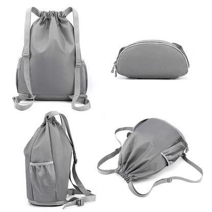 HALIN Men Women Outdoor Drawstring Backpack Waterproof Nylon Shoulder Bag with Reflective Strips