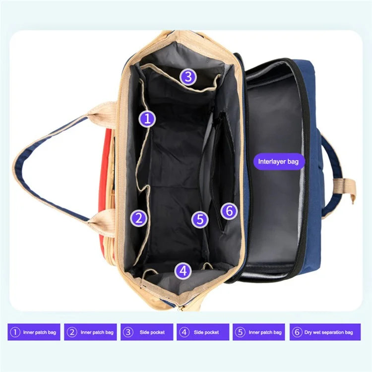 AOTU Oxford Cloth Baby Diaper Bag Nappy Changing Bag Mommy Backpack for Infant Boys Girls, Size: L
