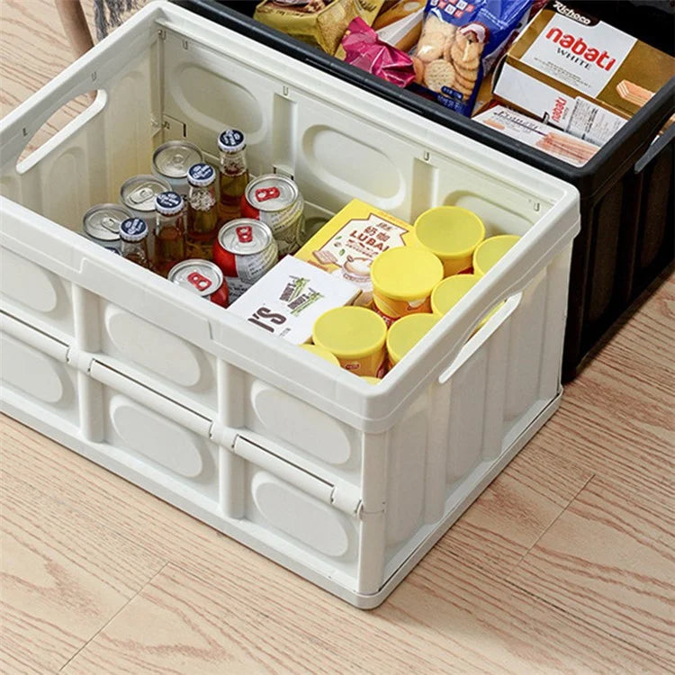 AOTU AT6916-1 55L Outdoor Camping PP Storage Case Folding Car Trunk Organizer Storage Box with Wooden Lid