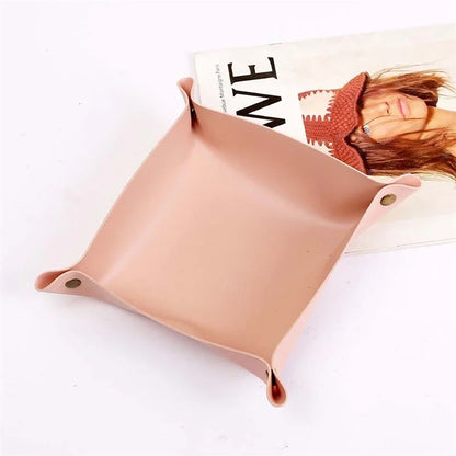 AOTU PVC Leather Camping Picnic Utensils Holding Tray Desktop Organizer Storage Box for Jewelry Key Coin