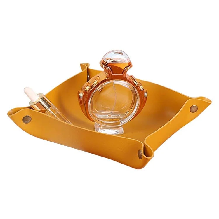 AOTU PVC Leather Camping Picnic Utensils Holding Tray Desktop Organizer Storage Box for Jewelry Key Coin