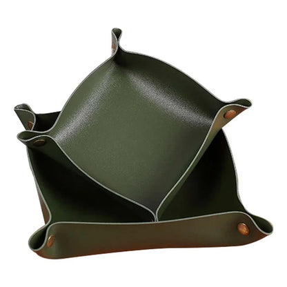 AOTU PVC Leather Camping Picnic Utensils Holding Tray Desktop Organizer Storage Box for Jewelry Key Coin