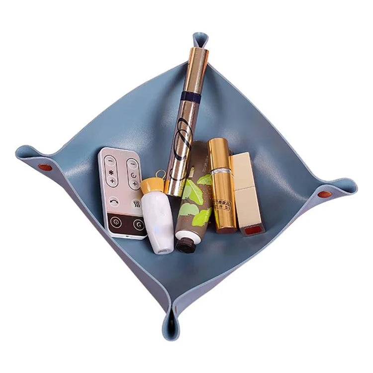 AOTU PVC Leather Camping Picnic Utensils Holding Tray Desktop Organizer Storage Box for Jewelry Key Coin