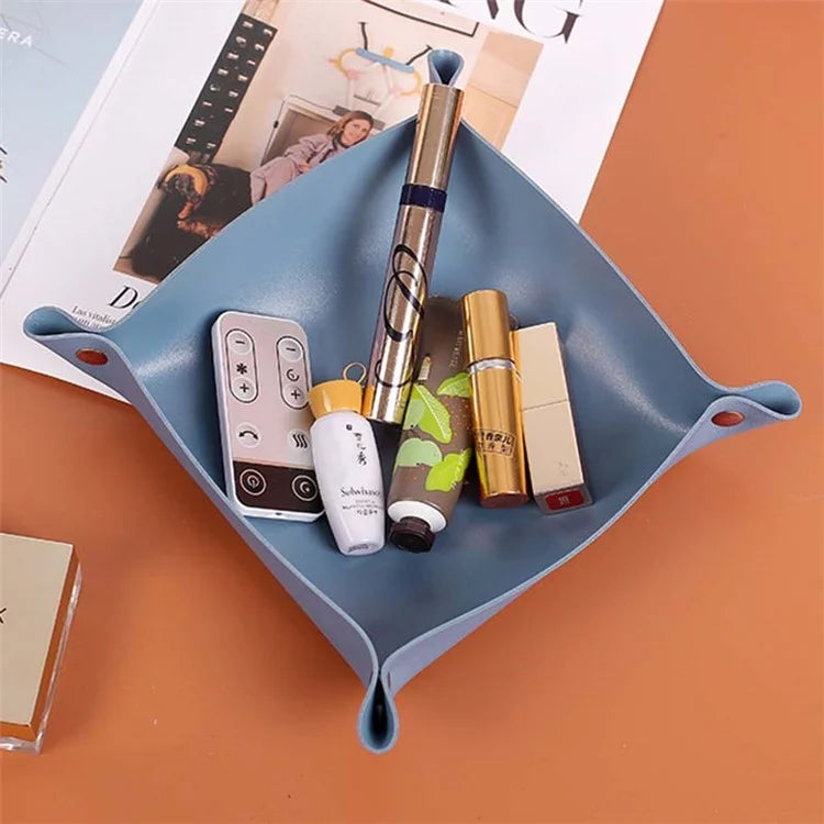 AOTU PVC Leather Camping Picnic Utensils Holding Tray Desktop Organizer Storage Box for Jewelry Key Coin