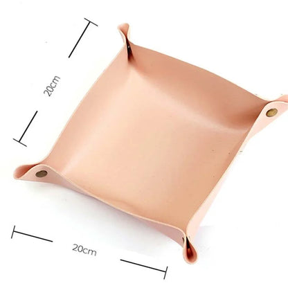 AOTU PVC Leather Camping Picnic Utensils Holding Tray Desktop Organizer Storage Box for Jewelry Key Coin