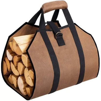 HALIN Fireplace Log Carrier Firewood Carrier Bag Water Resistant Log Canvas Tote Wood Carrying Handbag