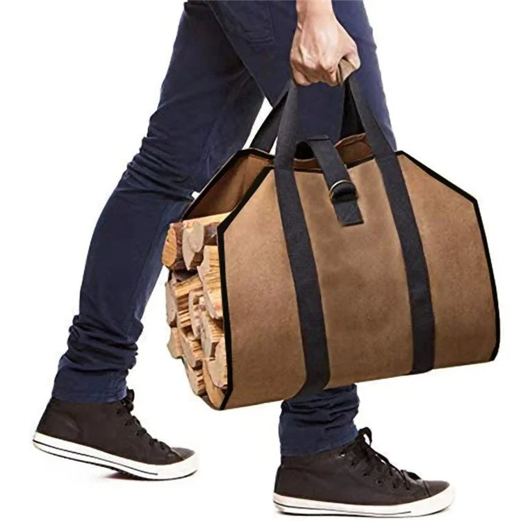 HALIN Fireplace Log Carrier Firewood Carrier Bag Water Resistant Log Canvas Tote Wood Carrying Handbag