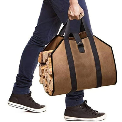 HALIN Fireplace Log Carrier Firewood Carrier Bag Water Resistant Log Canvas Tote Wood Carrying Handbag