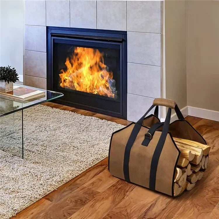 HALIN Fireplace Log Carrier Firewood Carrier Bag Water Resistant Log Canvas Tote Wood Carrying Handbag