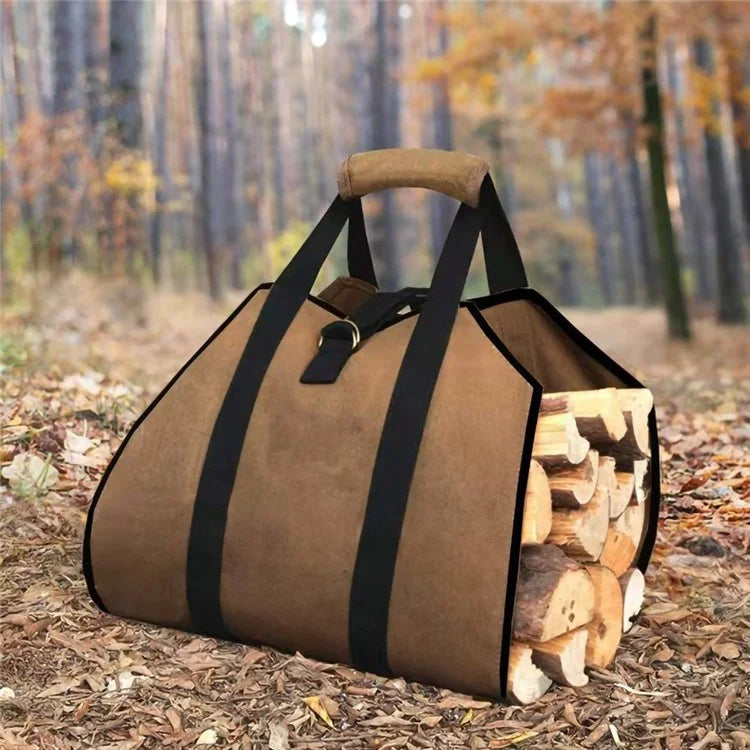 HALIN Fireplace Log Carrier Firewood Carrier Bag Water Resistant Log Canvas Tote Wood Carrying Handbag