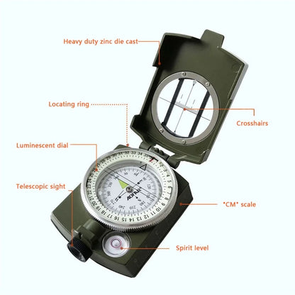 AOFAR AF-4580 Zinc Alloy Outdoor Compass Hiking Camping Fluorescent Compass