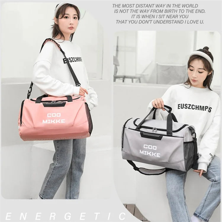 COOMIKKE Unisex Large Capacity Waterproof Fabric Sports Fitness Tote Crossbody Bag Travel Luggage Bag