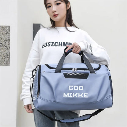 COOMIKKE Unisex Large Capacity Waterproof Fabric Sports Fitness Tote Crossbody Bag Travel Luggage Bag