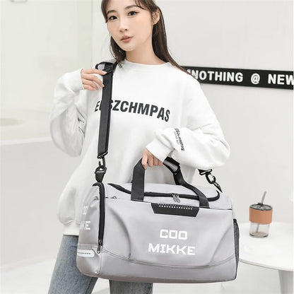 COOMIKKE Unisex Large Capacity Waterproof Fabric Sports Fitness Tote Crossbody Bag Travel Luggage Bag