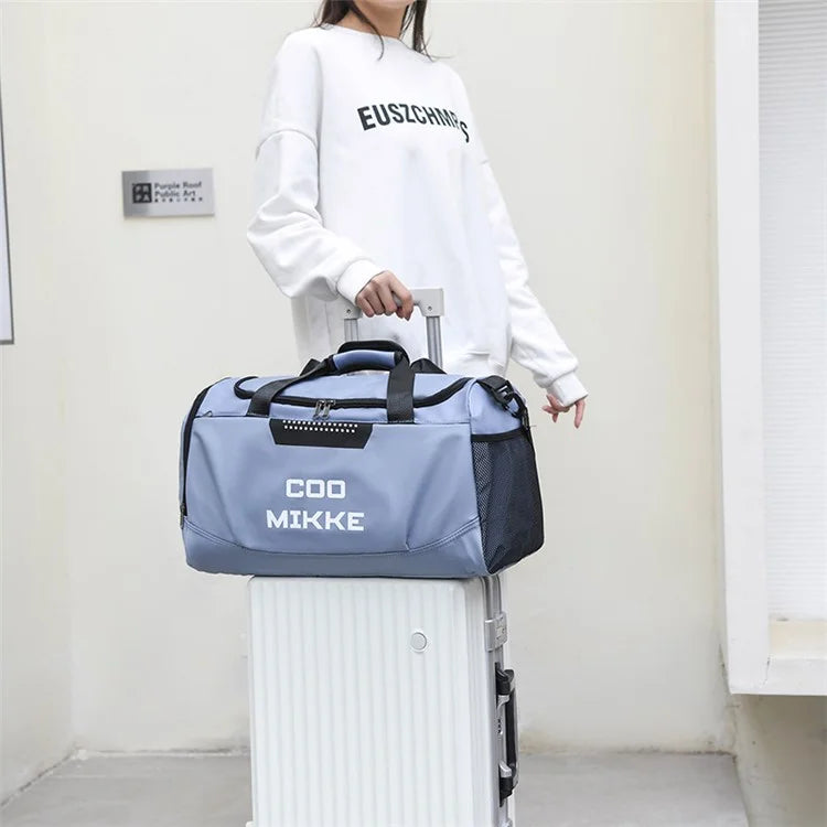 COOMIKKE Unisex Large Capacity Waterproof Fabric Sports Fitness Tote Crossbody Bag Travel Luggage Bag