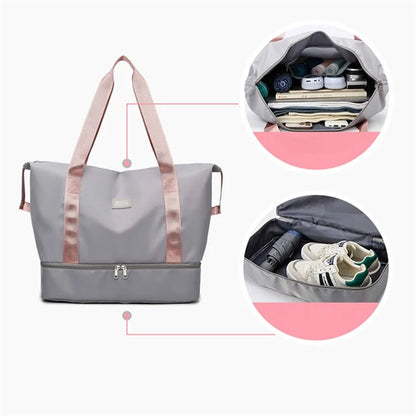 Large Capacity Nylon Waterproof Fitness Tote Single Shoulder Bag Travel Luggage Bag