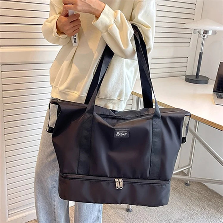 Large Capacity Nylon Waterproof Fitness Tote Single Shoulder Bag Travel Luggage Bag