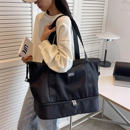 Large Capacity Nylon Waterproof Fitness Tote Single Shoulder Bag Travel Luggage Bag