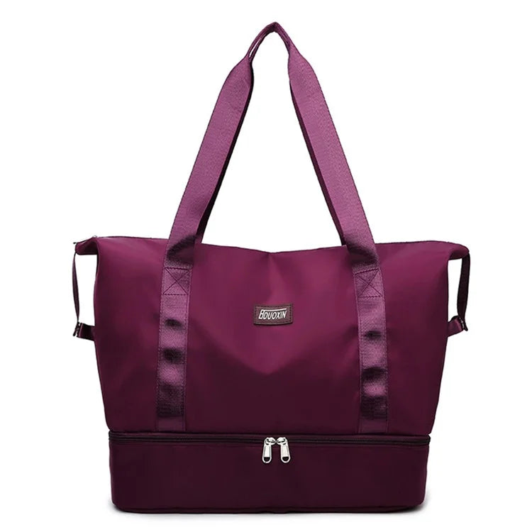 Large Capacity Nylon Waterproof Fitness Tote Single Shoulder Bag Travel Luggage Bag Red