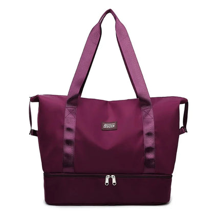 Large Capacity Nylon Waterproof Fitness Tote Single Shoulder Bag Travel Luggage Bag Red
