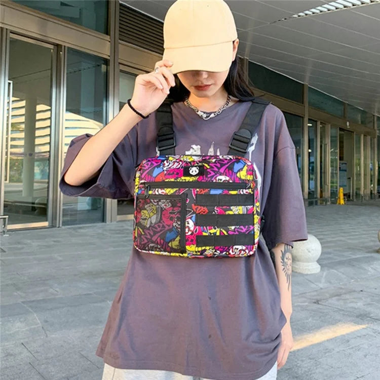 YA3066 Tactical Vest Bag Waterproof Oxford Cloth Chest Bag Casual Daypack Mini Backpack