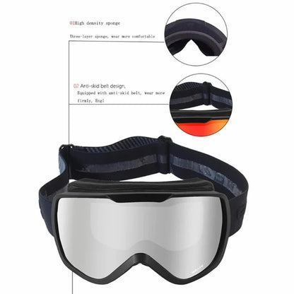 BOLLFOS BF642 Dual-Layer Anti-Fog PC+TPU Skiing Goggles for Men Women
