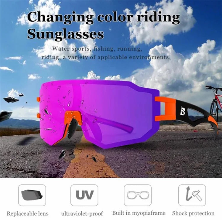 BOLLFO BF629 Bicycle Cycling Glasses UV400 Protection Sports Polarized Goggles with Interchangeable Lenses