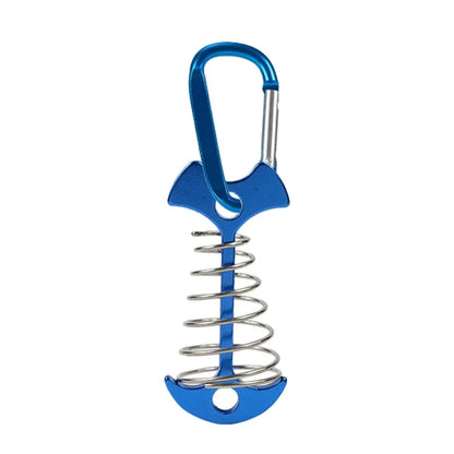 AOTU AT6546 Aluminum Alloy Fishbone Spring Nail Tent Stake Deck Anchor Peg with D-shape Carabiner