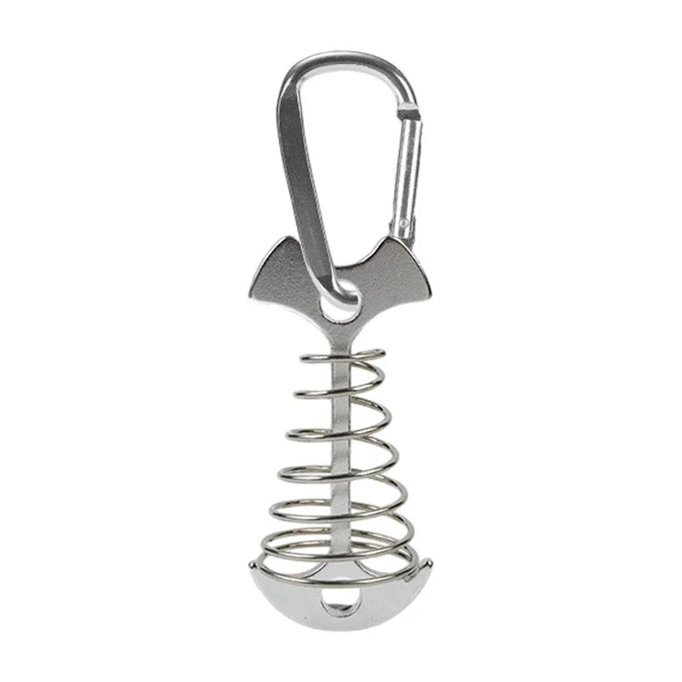 AOTU AT6546 Aluminum Alloy Fishbone Spring Nail Tent Stake Deck Anchor Peg with D-shape Carabiner