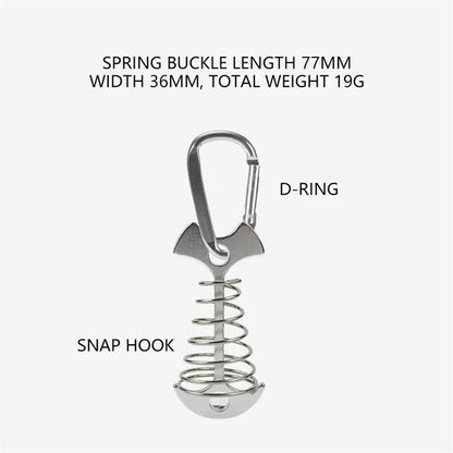 AOTU AT6546 Aluminum Alloy Fishbone Spring Nail Tent Stake Deck Anchor Peg with D-shape Carabiner