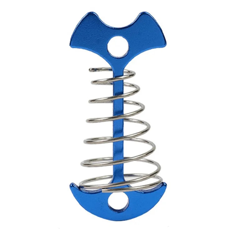 AOTU AT6546 Aluminum Alloy+Stainless Steel Tent Nail Fishbone Spring Stake Deck Anchor Peg Wind Rope Buckle