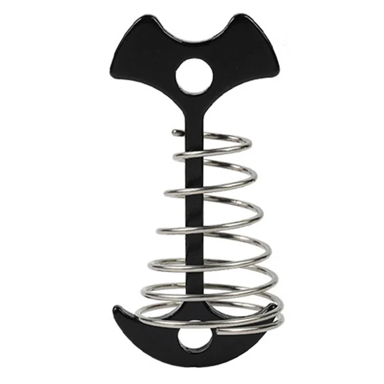 AOTU AT6546 Aluminum Alloy+Stainless Steel Tent Nail Fishbone Spring Stake Deck Anchor Peg Wind Rope Buckle