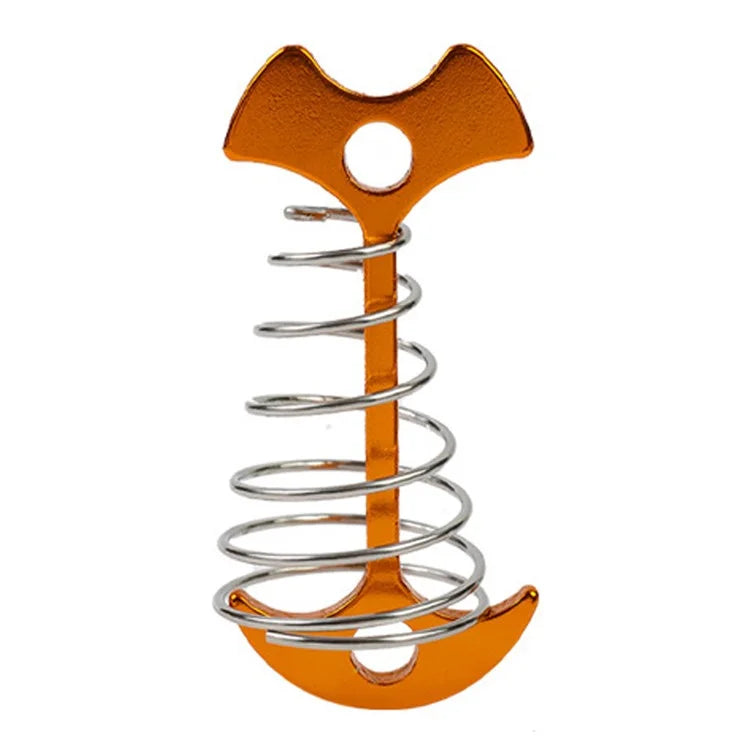 AOTU AT6546 Aluminum Alloy+Stainless Steel Tent Nail Fishbone Spring Stake Deck Anchor Peg Wind Rope Buckle