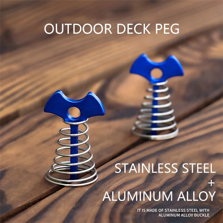 AOTU AT6546 Aluminum Alloy+Stainless Steel Tent Nail Fishbone Spring Stake Deck Anchor Peg Wind Rope Buckle
