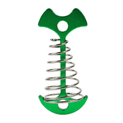 AOTU AT6546 Aluminum Alloy+Stainless Steel Tent Nail Fishbone Spring Stake Deck Anchor Peg Wind Rope Buckle
