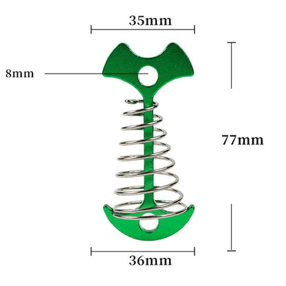 AOTU AT6546 Aluminum Alloy+Stainless Steel Tent Nail Fishbone Spring Stake Deck Anchor Peg Wind Rope Buckle