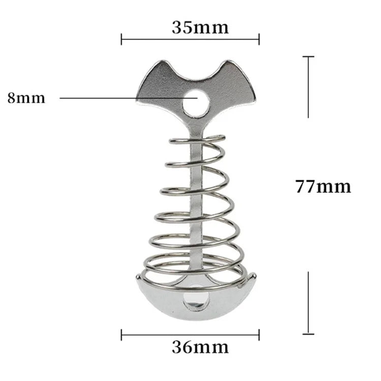 AOTU AT6546 Aluminum Alloy+Stainless Steel Tent Nail Fishbone Spring Stake Deck Anchor Peg Wind Rope Buckle